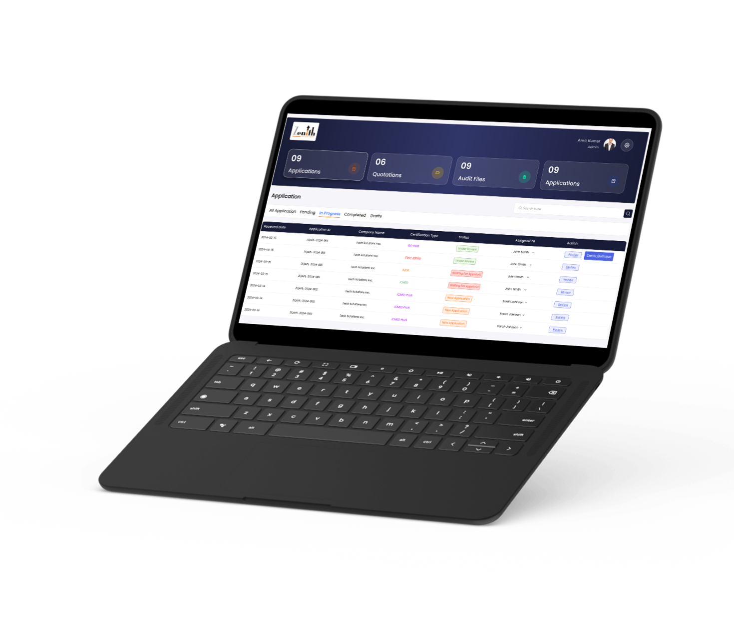 Zenith audit workflow shown on PixelBook Go